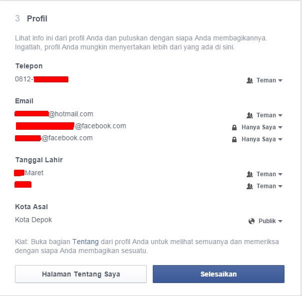 Menyembunyikan profil untuk memaksimalkan keamanan Facebook