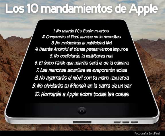 Imagen de los 10 mandamientos de Apple Mandamiento 1 No usar s PCs