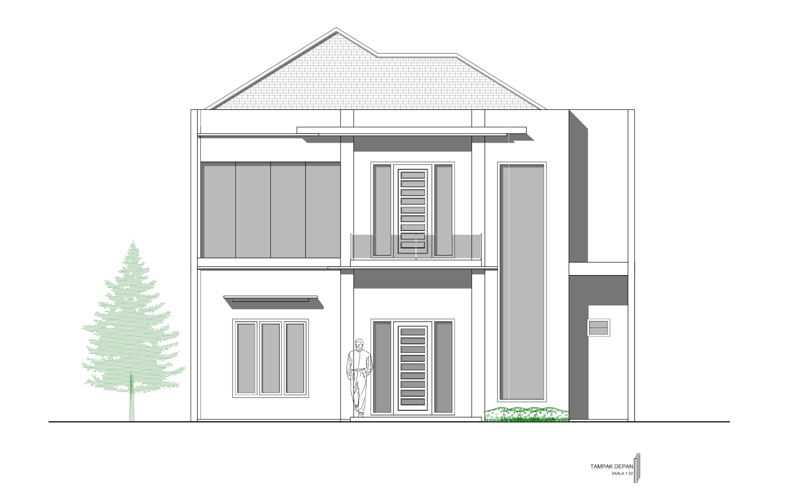 Gambar Tampak Depan Rumah  Minimalis  2 Lantai Autocad  