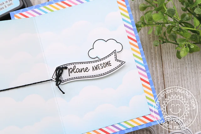 Sunny Studio Stamps: Plane Awesome Fluffy Clouds Border Dies Hope Your Day Is Awesome Card by Juliana Michaels