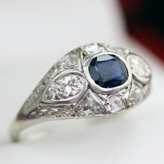 Antique diamond and sapphire ring