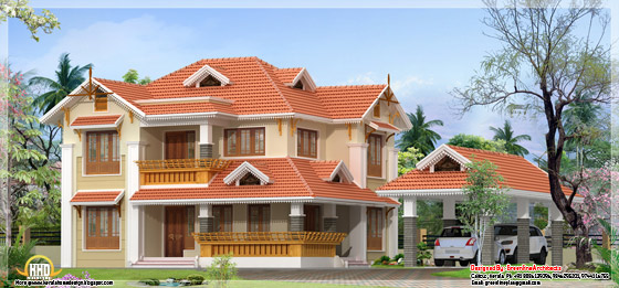 1960 square feet, 4 bedroom Kerala style home design