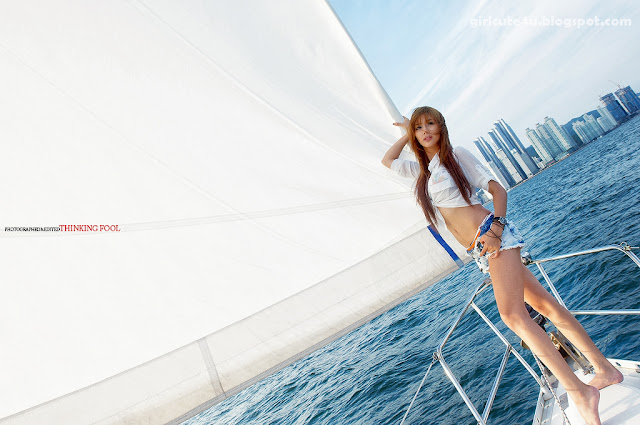 5 Kim Ha Yul on a Sailboat-very cute asian girl-girlcute4u.blogspot.com