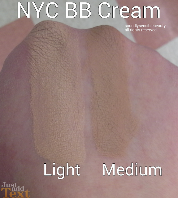 N.Y.C. (New York Color) Smooth Skin 5 in 1 BB Cream Beauty Balm Swatches of Shades; Light, Medium