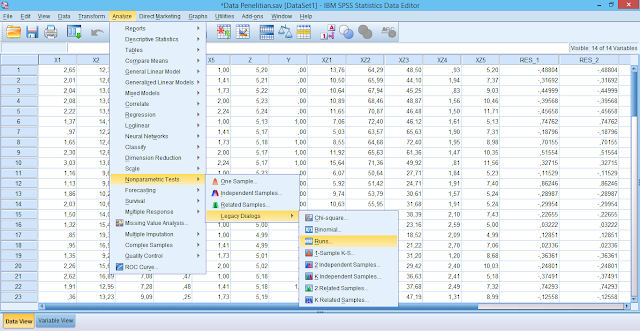 Cara Melakukan Uji Autokorelasi dengan Uji Run (Run Test)