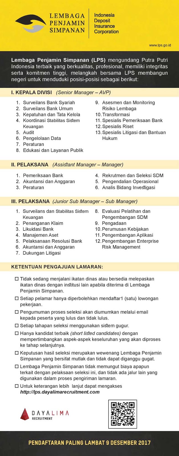 Gambar untuk Besar Besaran !! Lowongan Kerja Lembaga Penjamin Simpanan (LPS)