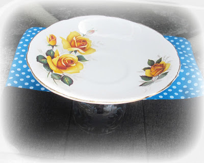 image cupcake stand vintage colclough saucer yellow roses full bloom