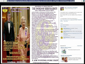 Screencap of Nigel Farage and The Queen of England in Photoshopped UKIP meme