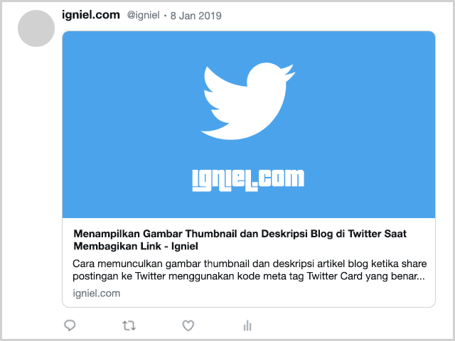 Menampilkan Gambar Thumbnail dan Deskripsi Blog di Twitter Saat Membagikan Link