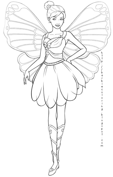 Download BARBIE COLORING PAGES: BARBIE FAIRY MARIPOSA COLORING