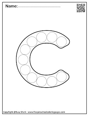 Letter C dot markers free preschool coloring pages ,learn alphabet ABC for toddlers