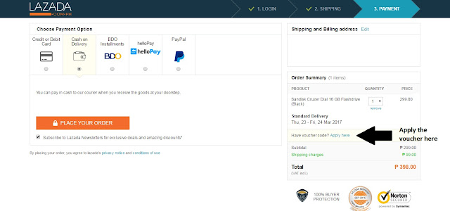 How to apply voucher in Lazada