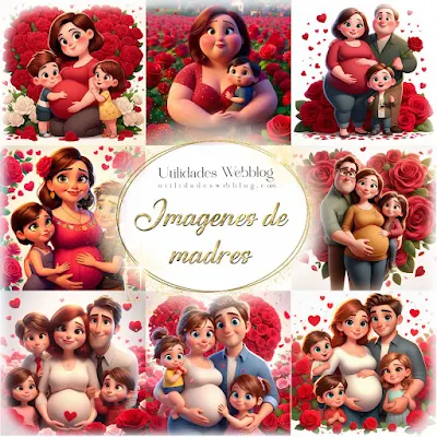 madres rellenitas junto a su familia rodeadas de rosas