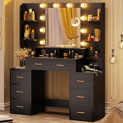 Vanity Desk with Mirror and Lights future home interior design