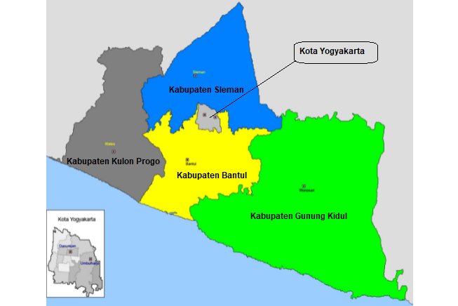 Letak Geografis Kabupaten dan Kota di Prov. Daerah Istimewa Yogyakarta (DIY)