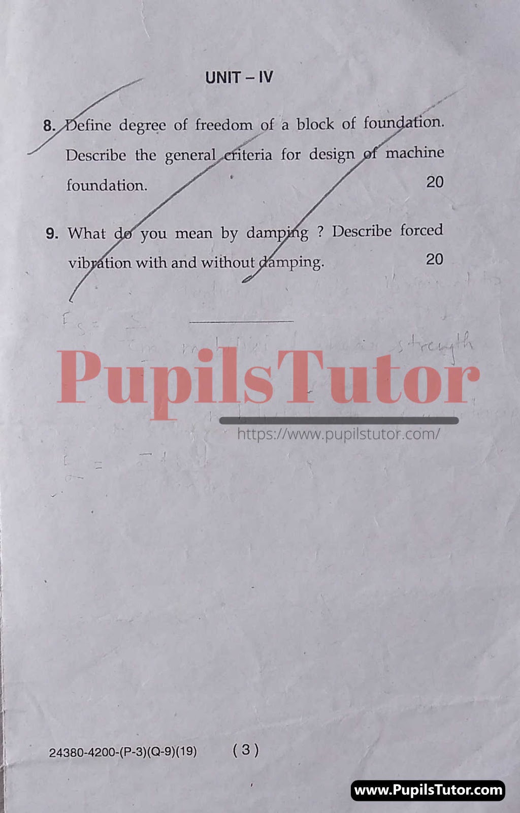 Free Download PDF Of M.D. University B.Tech (Civil) Sixth Semester Latest Question Paper For Geotechnology Subject (Page 3) - https://www.pupilstutor.com