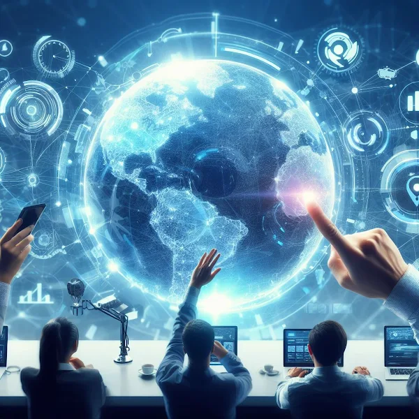 futuerstic image developer touch the futurestic screen