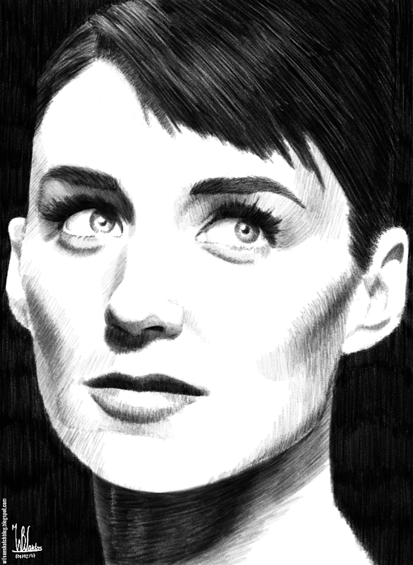 Pencil drawing of Rooney Mara, using Krita 2.5.