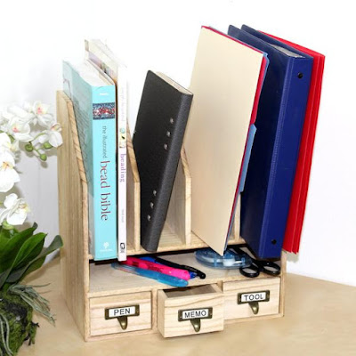 The Wooden File Desk Organizer from Nile Corp can help remove the clutter from your work desk