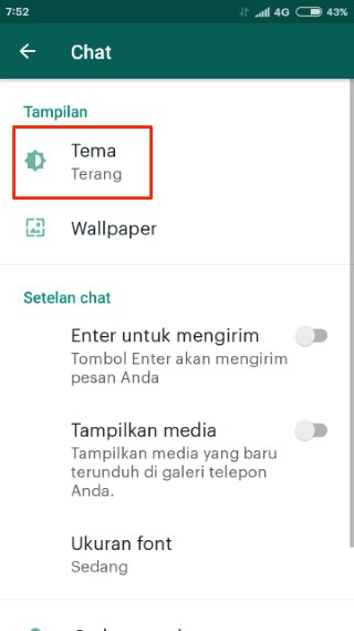 Tab menu Tema.