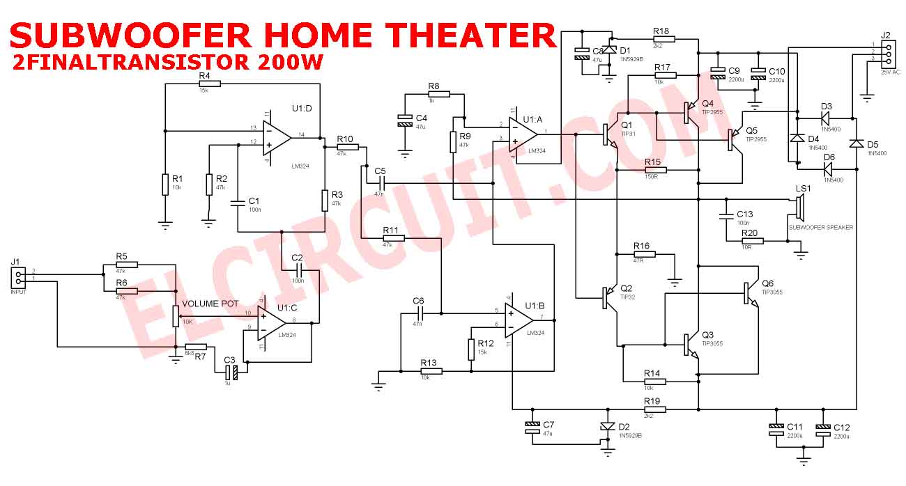  Subwoofer  Home Theater Power Amplifier  Electronic Circuit 