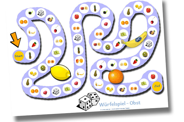 DaZ Würfelspiel Obst - DaZ Sprachförderung Grundschule Material - kostenlos