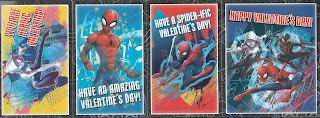 Front of last four Marvel Spider-Man Valentines