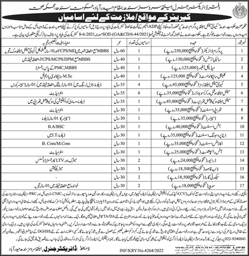 Mobilizers Nurses and Others Staff Jobs in Directorate General Health Services Sindh Jobs November 2022 latest Jobzuking Jobs