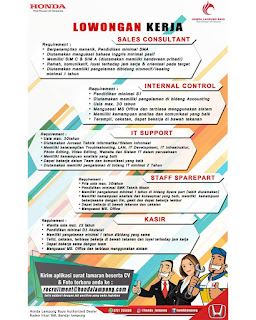 Open Recruitment HONDA LAMPUNG RAYA Desember 2018