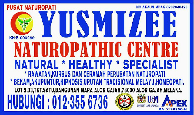 Yusmizee Naturopathic Centre, Alor Gajah, Melaka, Pusat Rawatan Perubatan Alternatif dari rangkaian Pertubuhan Pengamal Utama Naturopati Malaysia.