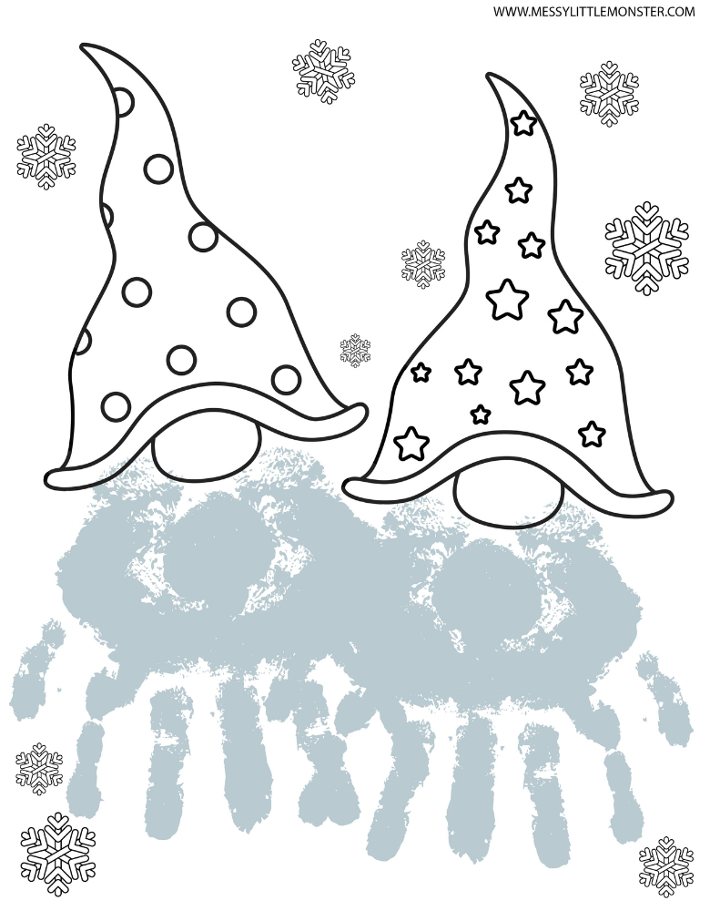 Christmas gnome handprint - Christmas handprint card