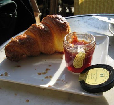 Half eaten croissant at Les Deux Magots