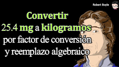👉 Enunciado: Convertir 25.4 mg a kilogramos por factor de conversión, regla de tres y reemplazo algebraico.