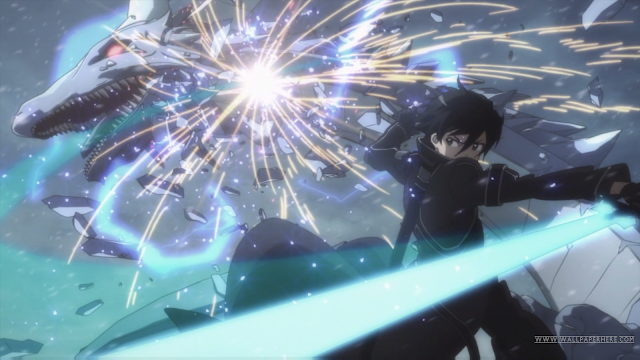   Kirito HD Wallpaper Sword Art Online Anime 2 hand dual Sword Fighting