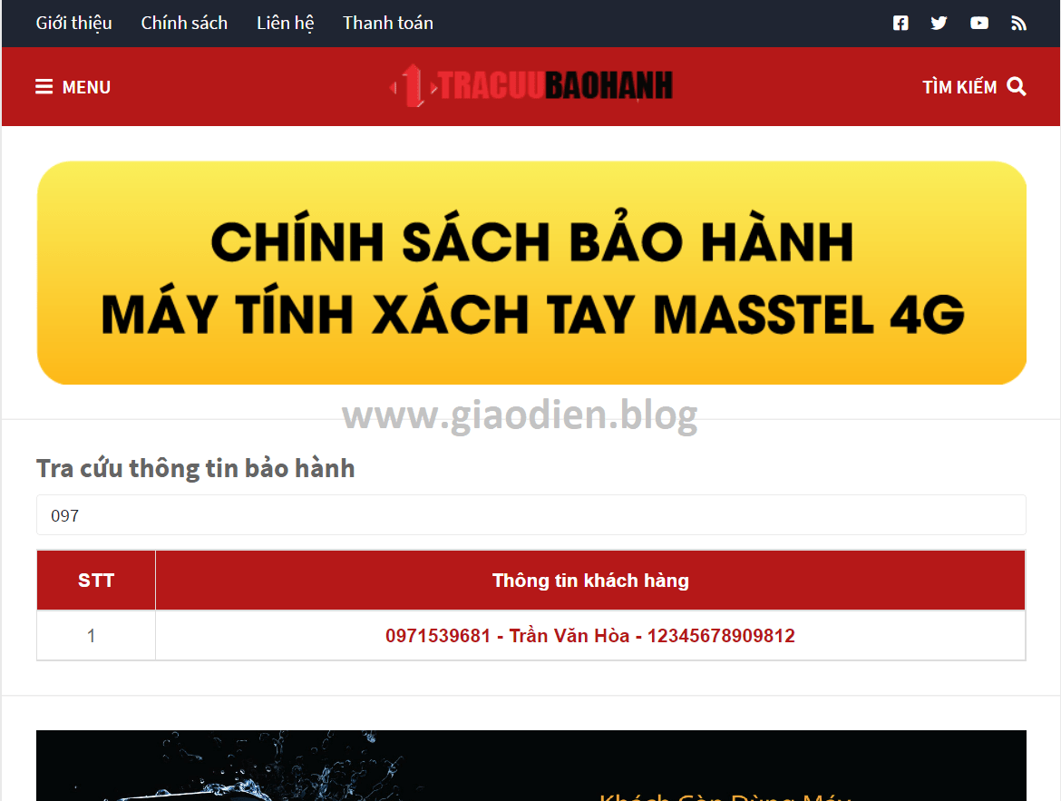 Template blogspot tra cứu thông tin bảo hành