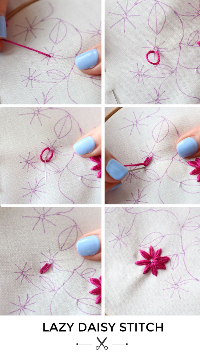 Lazy daisy stitch embroidery tutorial