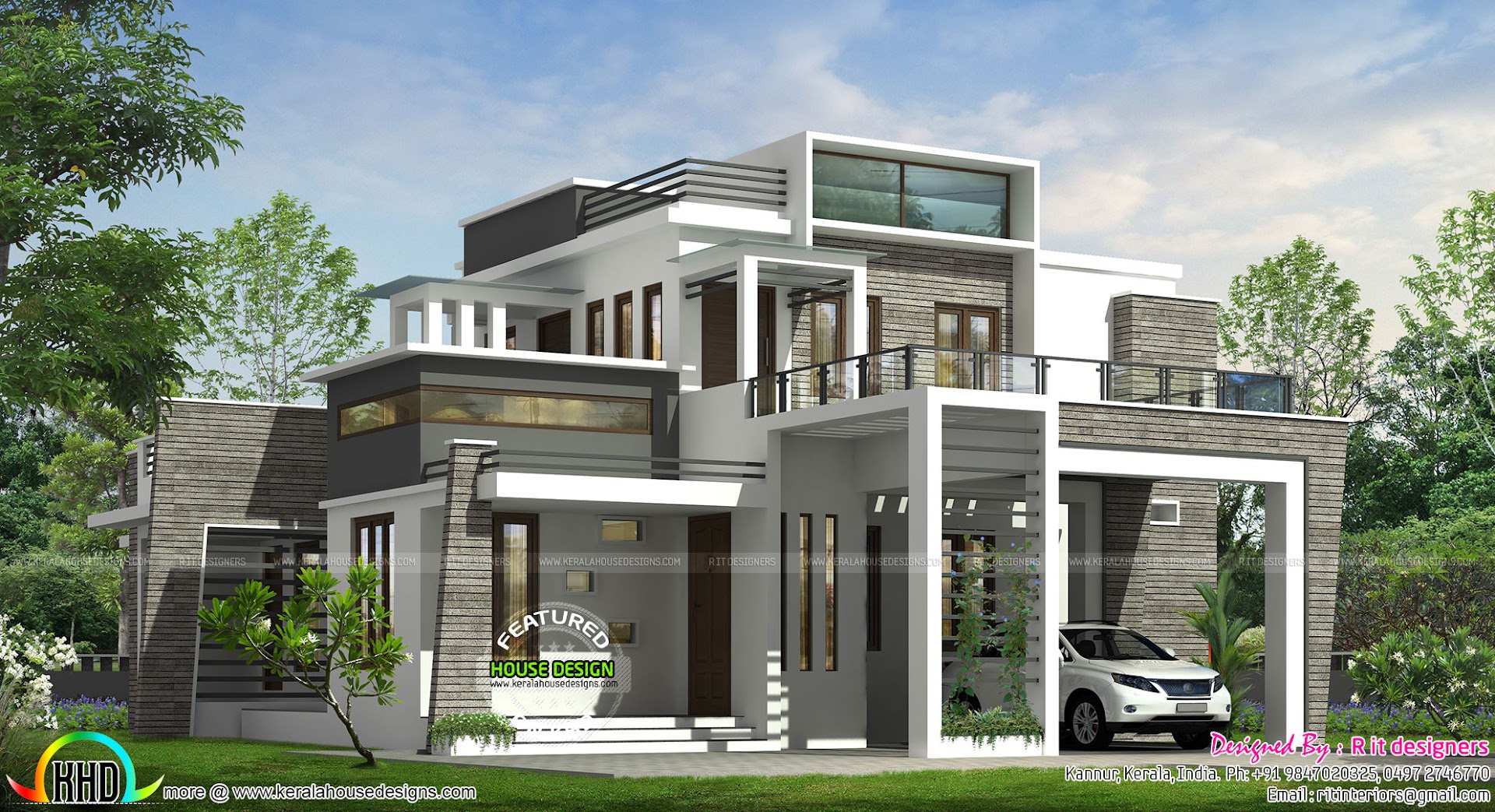 4 BHK modern box  type  house  Kerala home  design and floor 