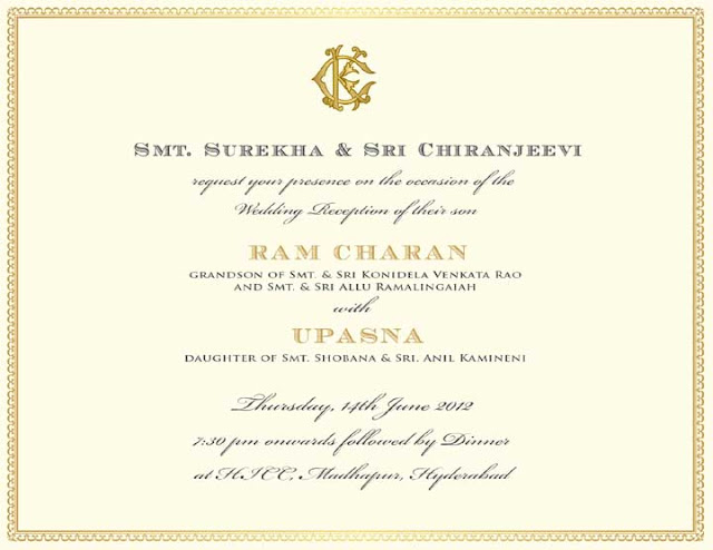Ramcharan Marriage Card