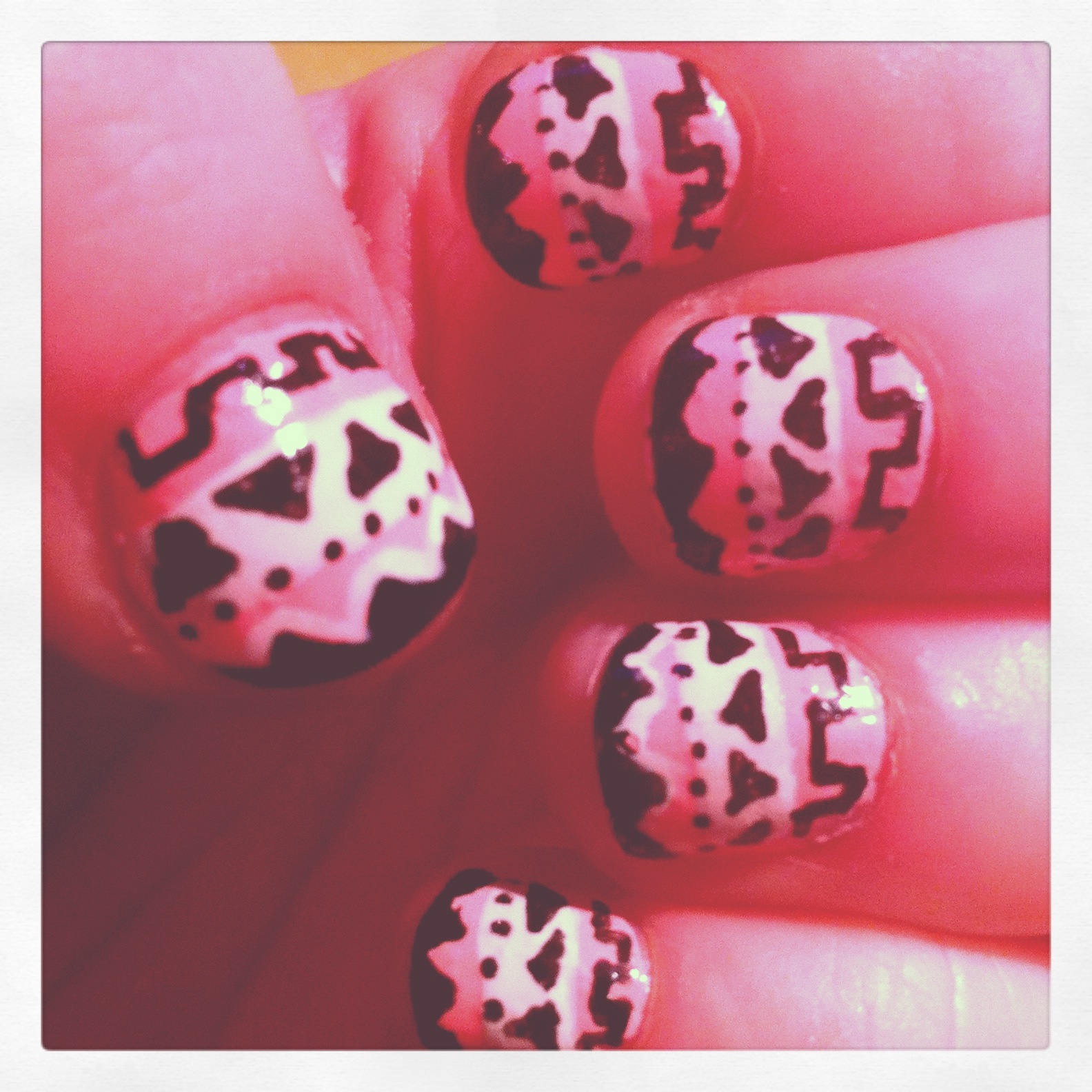 83 Pink aztec nails