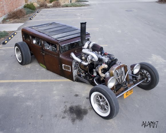 Diesel Rod Monster Rat Rod with Diesel Engine Burns Serious Rubber By 