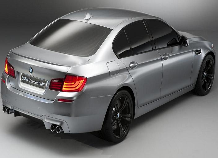 The 2012 BMW M5 concept car is equipped with double flow exhaust system 