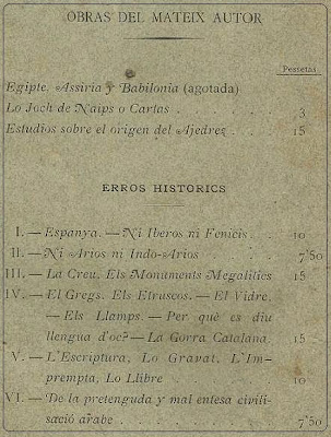 Contraportada con todos los tomos de Errors Histórich de Joseph Brunet i Bellet