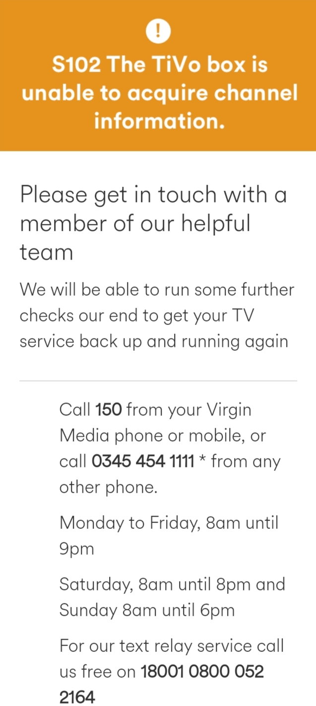 Virgin media error code s102