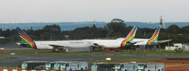 TransBrasil, Aviões, Aeroporto, Ônibus, Pista, 