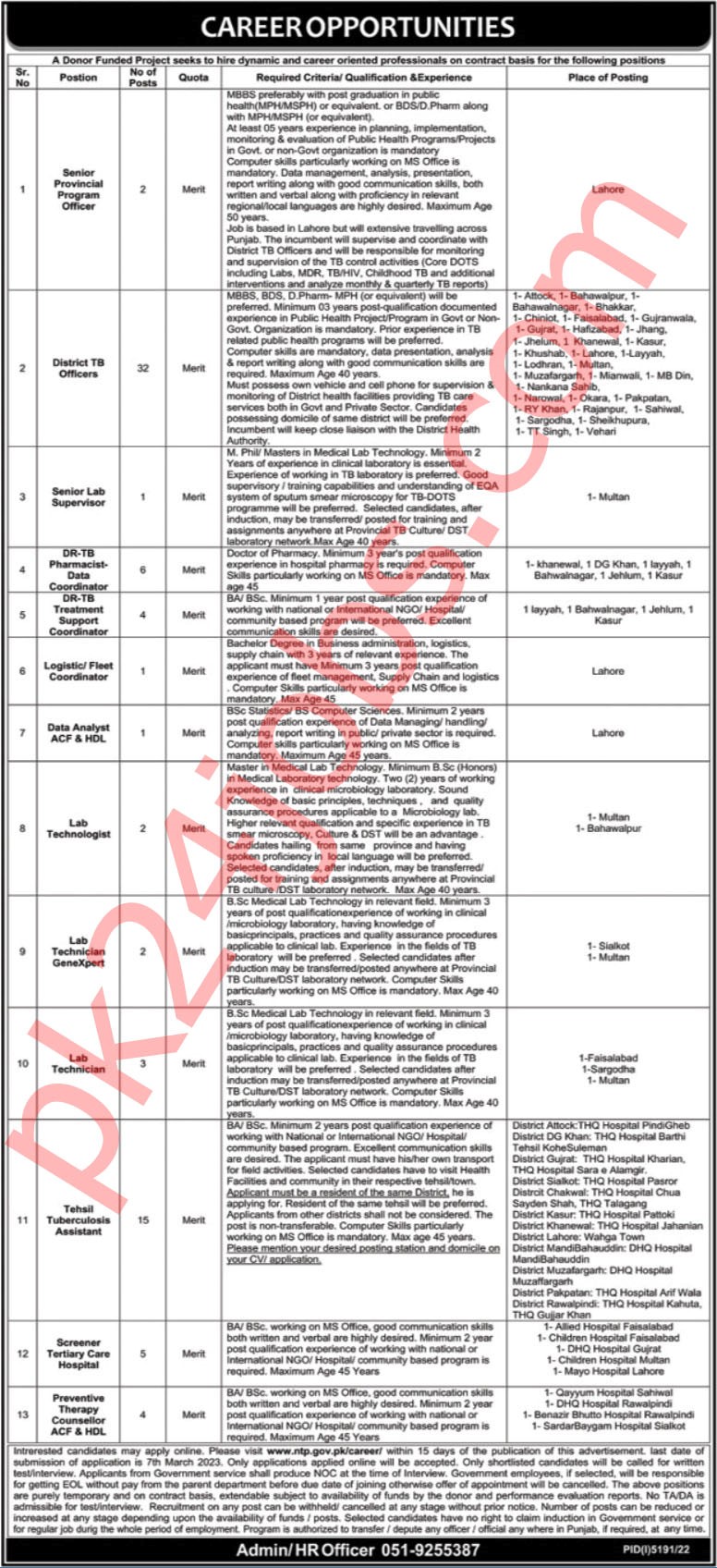 National TB Jobs 2023 – Government Jobs 2023