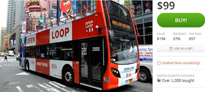 Open Loop New York double decker bus ticket offer, Discount, Groupon offer, New York