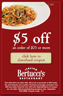 Free Printable Bertucci's Restaurant Coupons