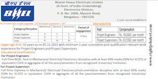 Project Engineer or Project Supervisor BE BTech Diploma Engineering Jobs in BHEL