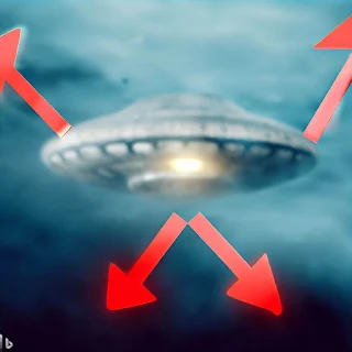 A close-up of the UFO seen with the Red Arrows, showing a red top and a black body