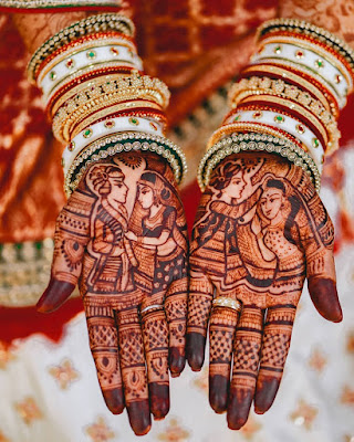 Sindoor Daan enlivened Marriage Mehndi design